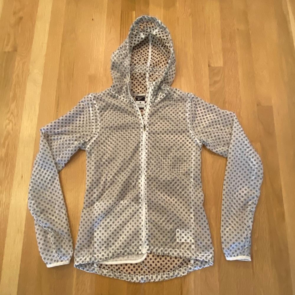 Nike Womens Running Jacket/ White Sheer I w Black Polka Dots/ Size XS